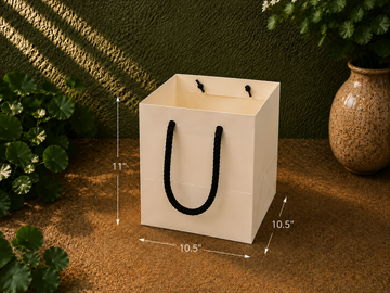 White Card Bags 10.5"x11"x10.5" (with Ribbons)