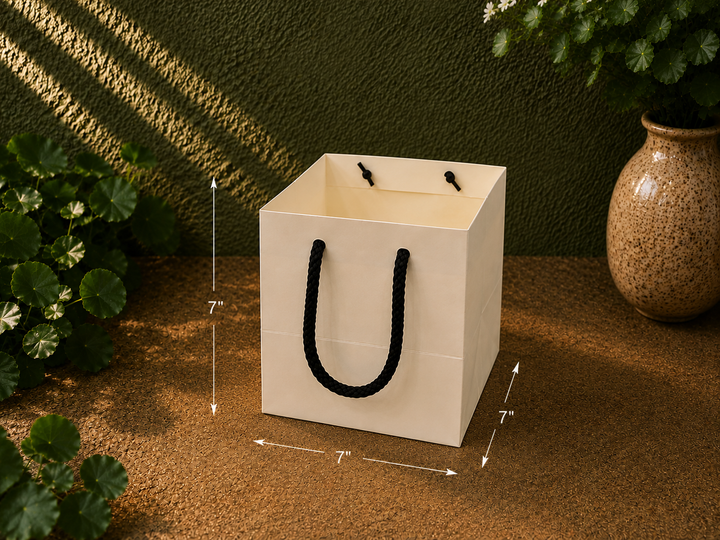 White Card Bags 10.5"x11"x10.5" (with Ribbons)