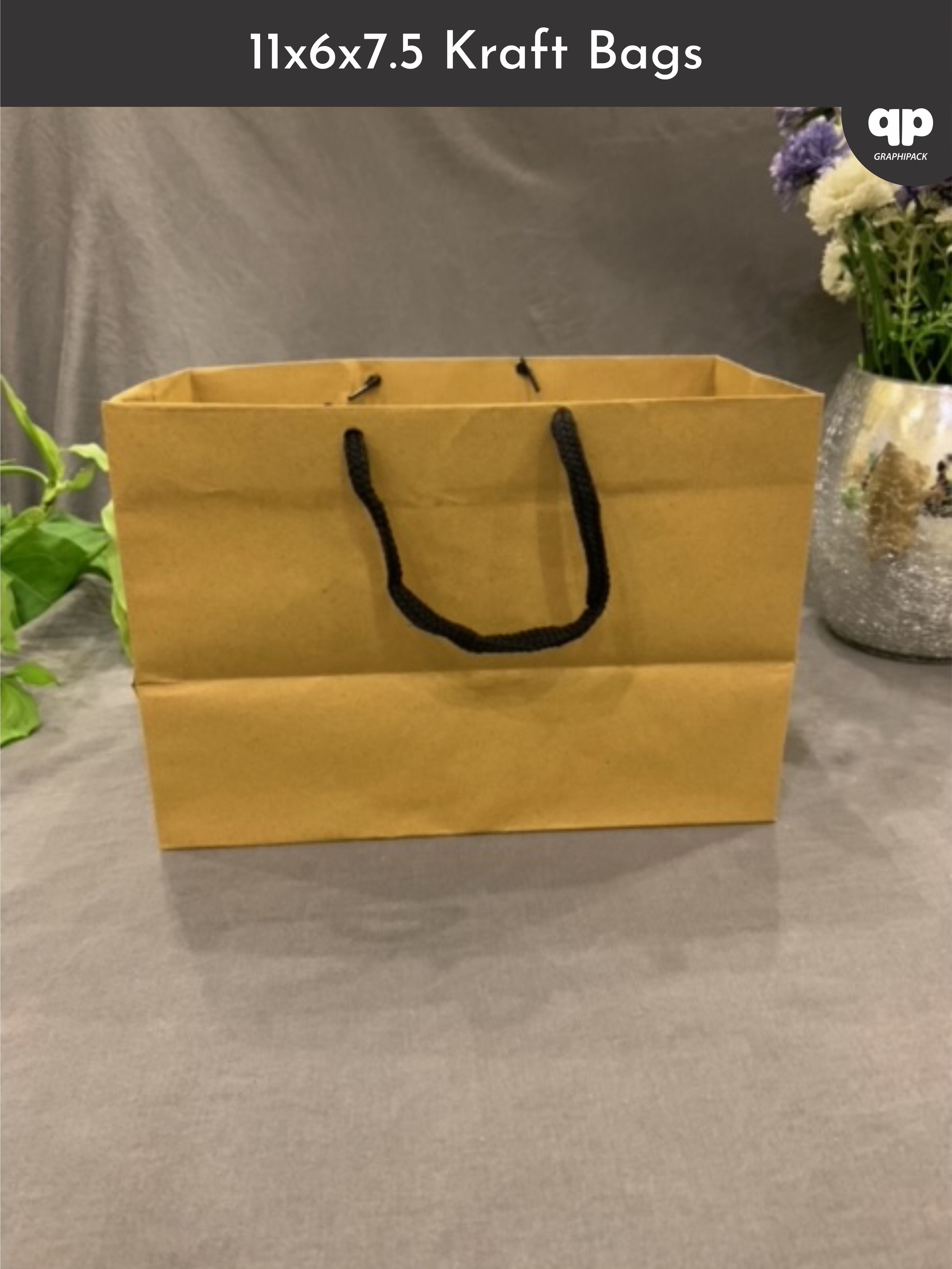 Kraft Paper bags- 11x6x7.5 with strings – Graphipack