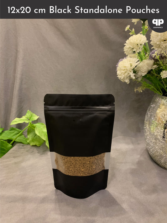 Black Standup Pouch 12x20cm