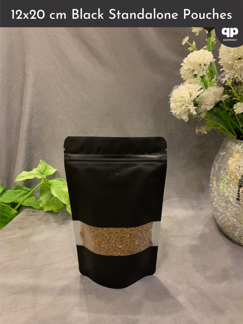 Black Standup Pouch 12x20cm