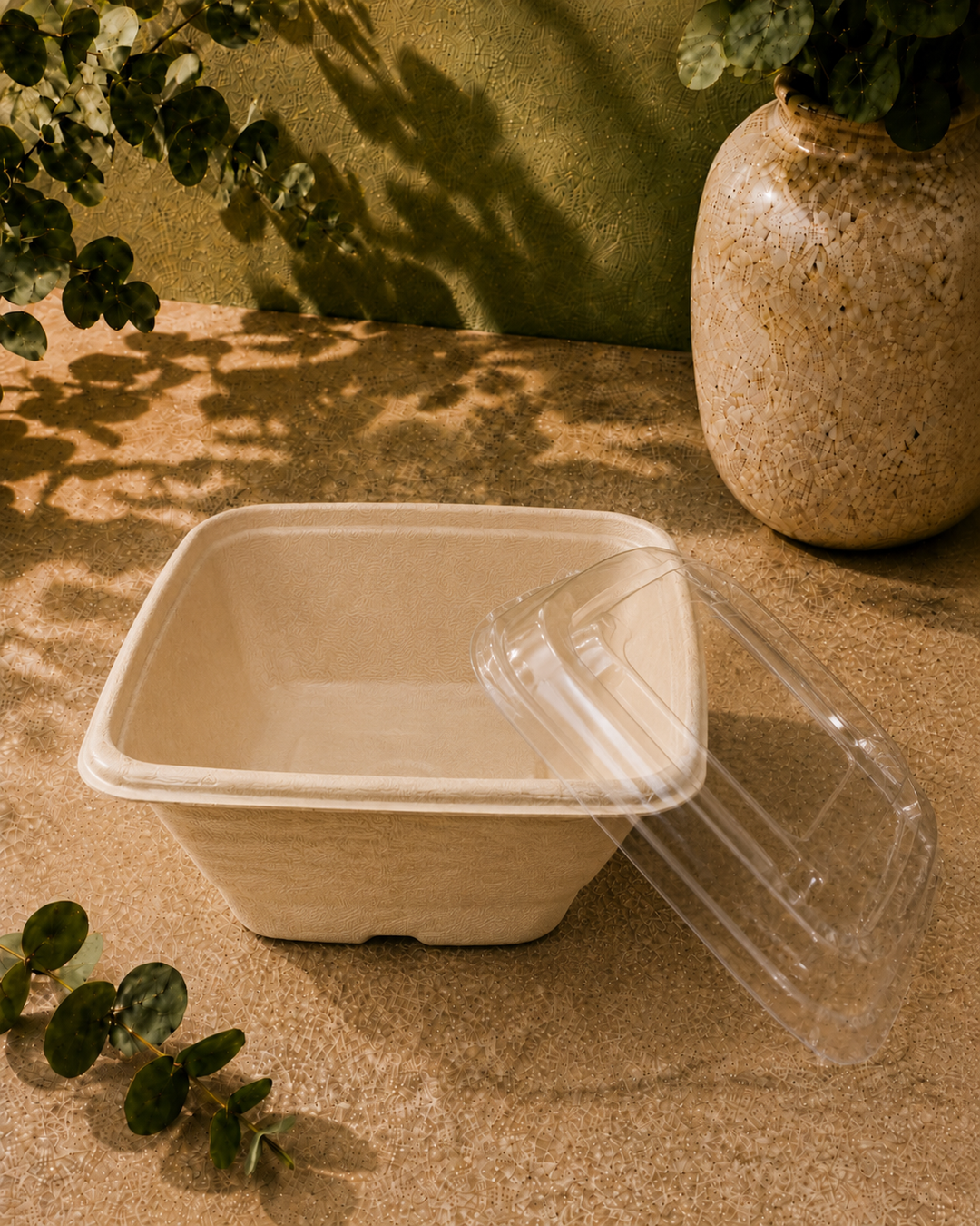 42 oz (1240 ml) square box with transparent lids: