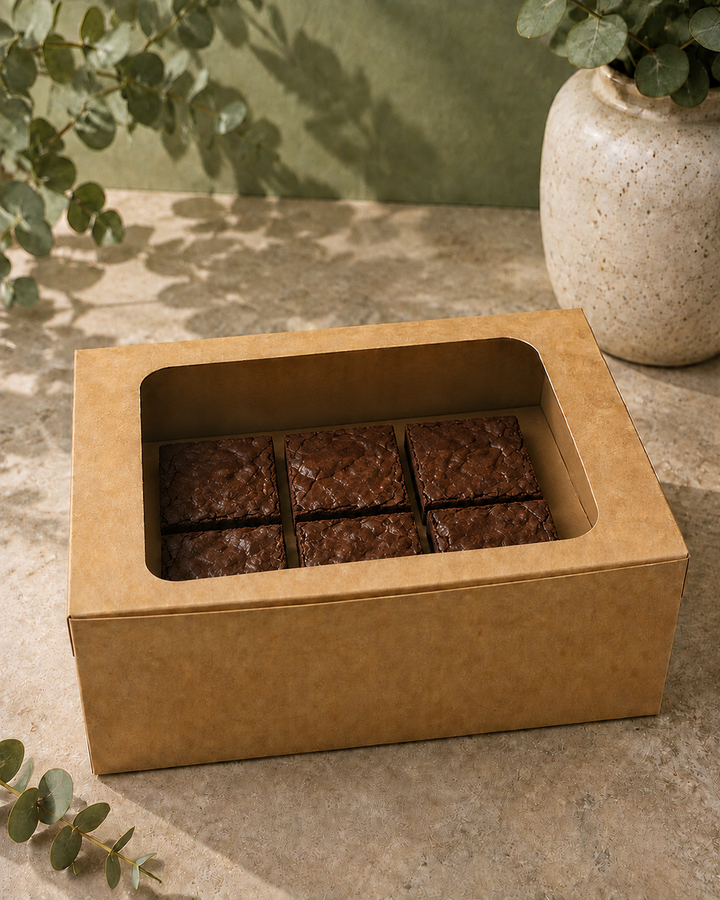 Kraft Brownie Box 9.5"x6.5"x4" - with Window