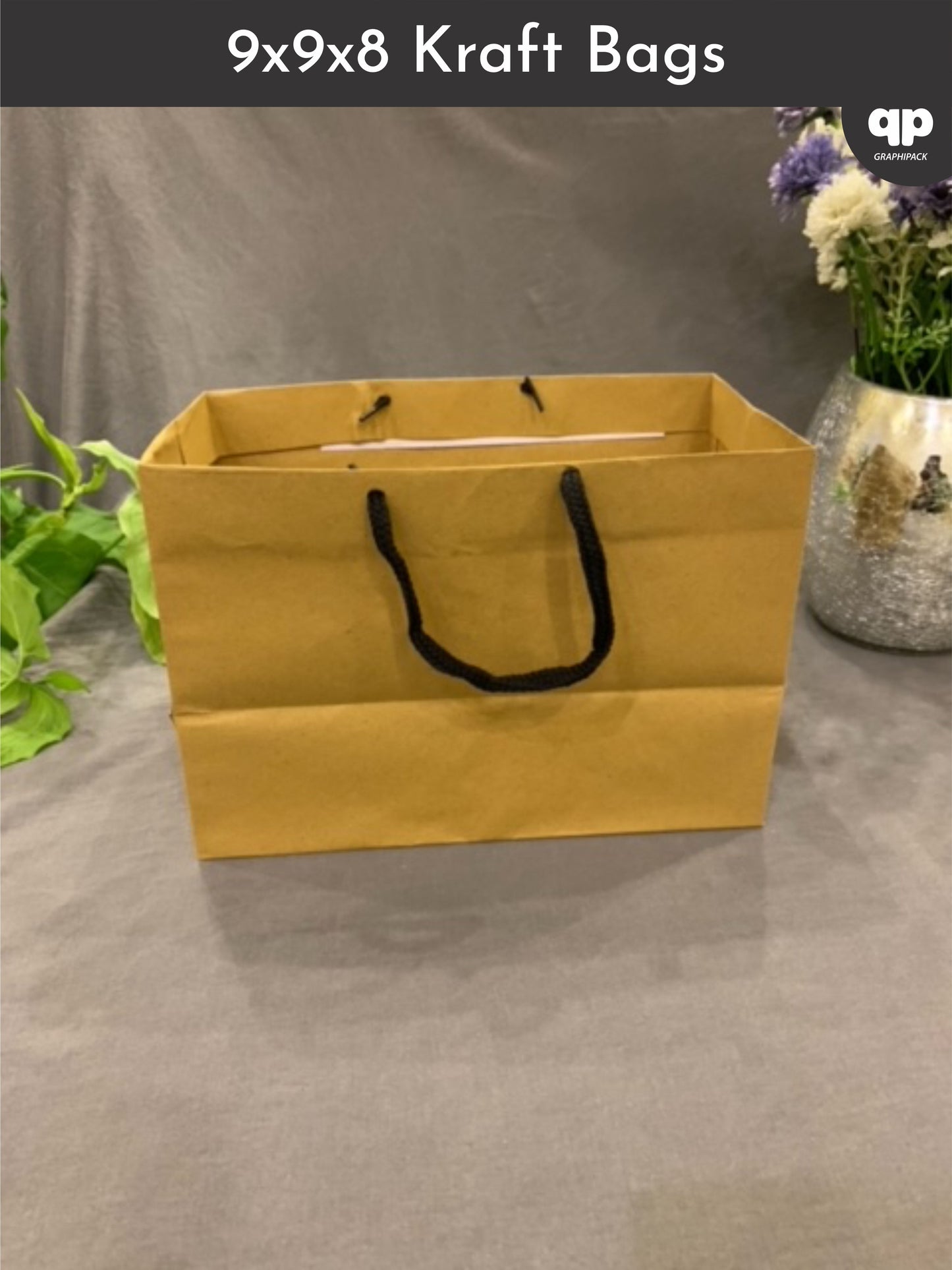 Kraft Paper bags- 9x9x8 with strings